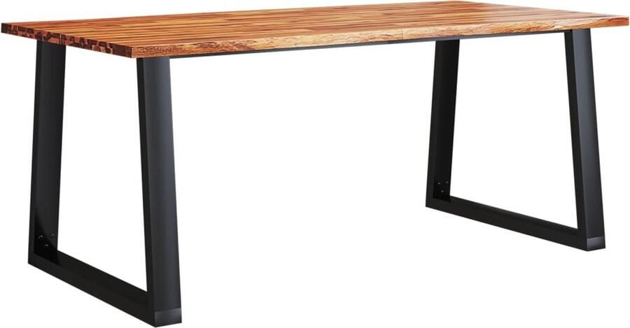 The Living Store Eettafel met natuurlijke rand 180x90x75 cm massief acaciahout Eetkamertafel Acacia Houten Tafel Massief Houten Tafel Eettafel Bruin Industrieel Design