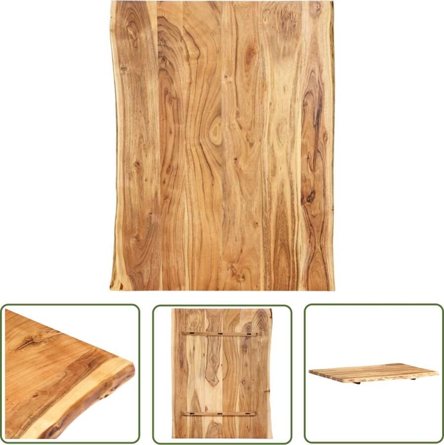 The Living Store Keukenblad Massief Acaciahout 80 x (50-60) cm Natuurlijke Houtnerf Tafelblad Acaciahout Keukenblad Eetkamerblad Bijzettafel - Foto 4