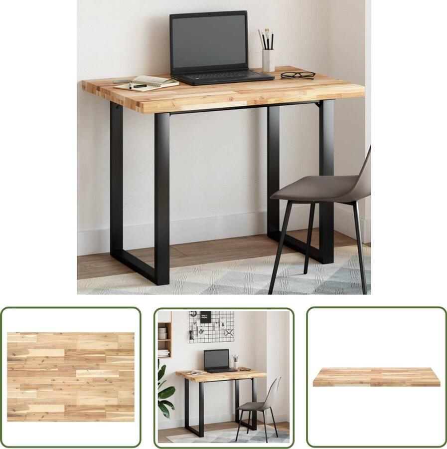 The Living Store Acaciahout Tafelblad 80 x 70 x 4 cm Onbehandeld massief acacia Tafelblad Acaciahout Houten Tafelblad Eetkamertafel Salontafel