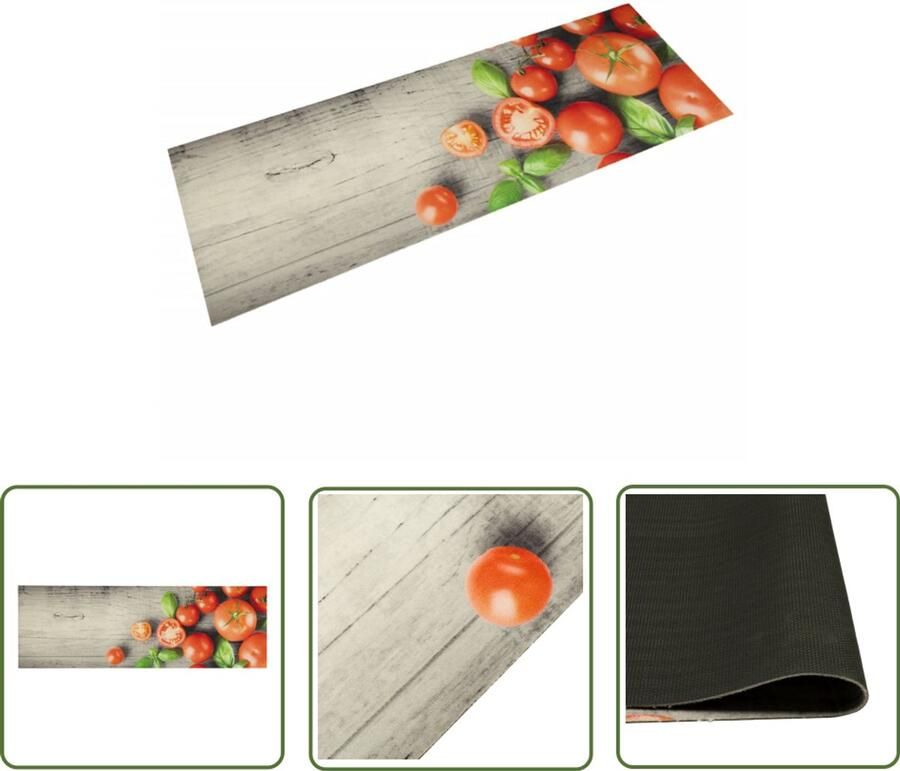 VidaXL Keukenmat wasbaar tomatenprint 60x180 cm fluweel Keukenmat Anti-slip Matten Vloerkleden Keukenvloer Tomaten Print