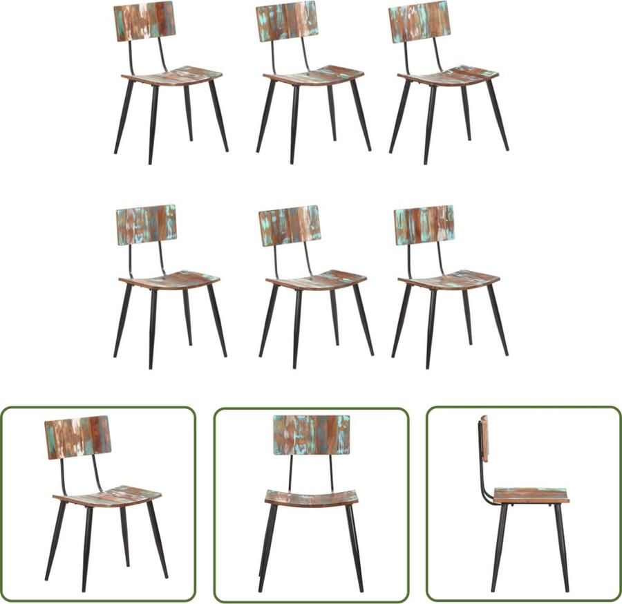 The Living Store Eetkamerstoelen Antieke stijl Hout 42x37x82 cm Gerecycled hout Eetkamerstoelen Antiek Meubilair Hergebruikt Hout Industriële Stoelen Vintage Stoelen