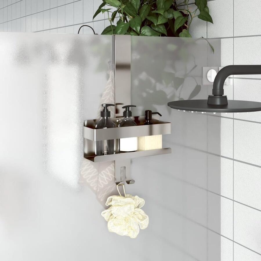 VidaXL Badkamermeubel Doucherrek Doucherekje hangend geborsteld 304 roestvrij staal Roestvrijstaal Opslag Oplossing Doucheaccessoire