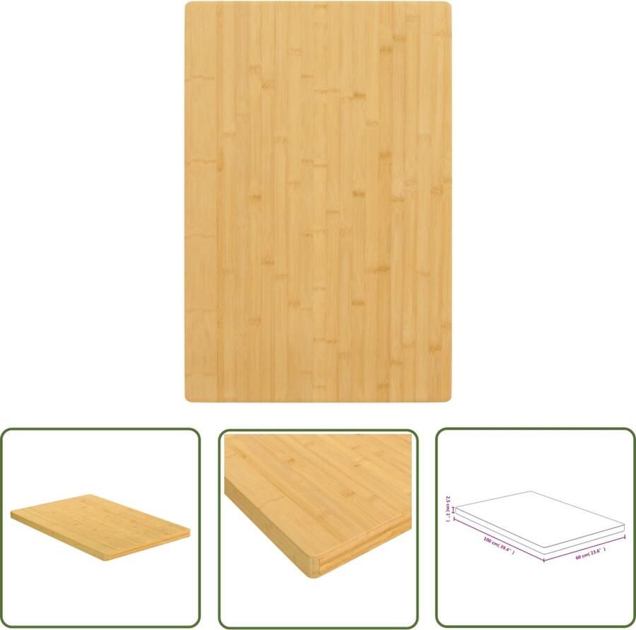 The Living Store Tafelblad Bamboe 60 x 100 x 2.5 cm Duurzaam materiaal Tafelblad Bamboe Bamboetafelblad Houten Tafelblad Duurzame Tafel Eetkamertafel - Foto 2