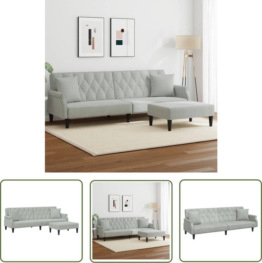 The Living Store Slaapbank Fluweel Lichtgrijs 216 x 100 x 48 cm Verstelbare Rugleuning Slaapbank Bank Lounge Woonkamer Meubilair Velvet Bank