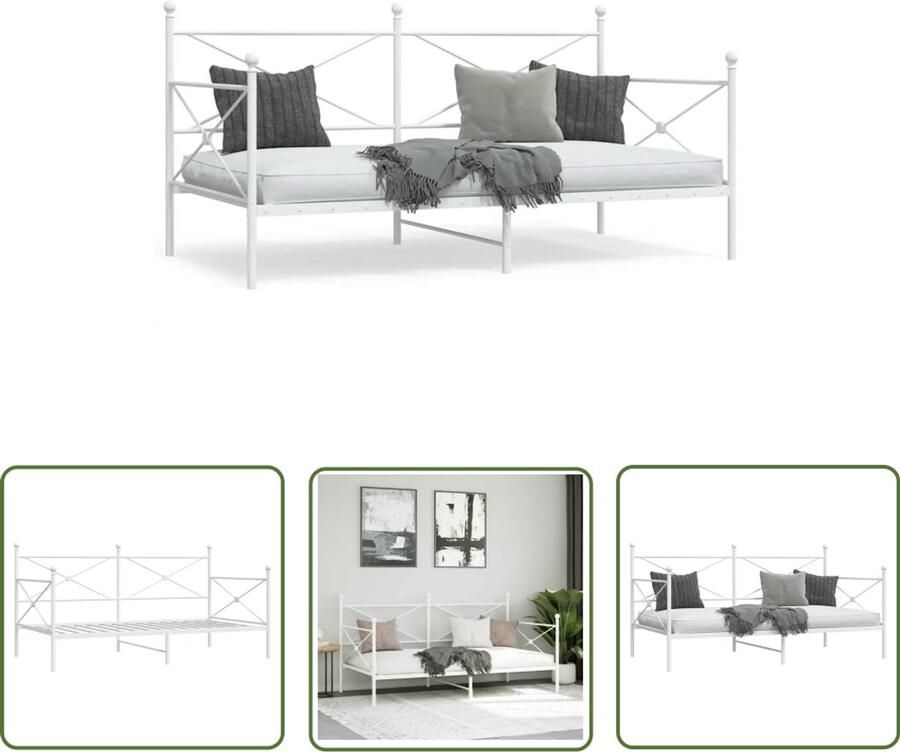 VidaXL Slaapbank zonder matras 100x200 cm staal wit Slaapbank Bank Daybed Staal Wit