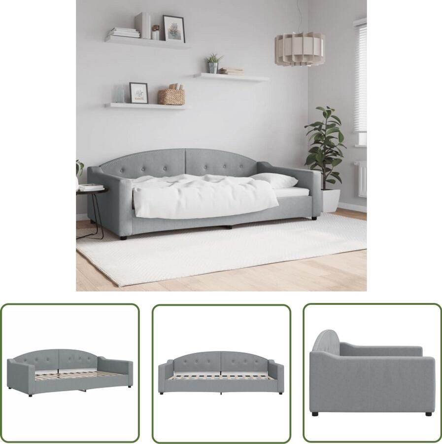 VidaXL Slaapbank 100x200 cm Stof Lichtgrijs Slaapbank Bankbed Tweepersoonsbed Multifunctioneel Meubilair Stoffen Bank Design Bank Lichtgrijs Meubilair Compact Bed Guest Bed Living Room Furniture Bedroom Furniture