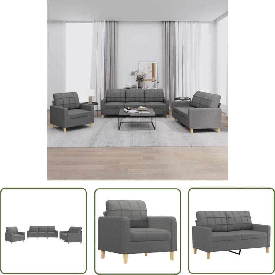 The Living Store Loungeset Comfort Banken Donkergrijs 100% polyester Loungeset Banken Buitenmeubel Tuinset Grijs Meubilair