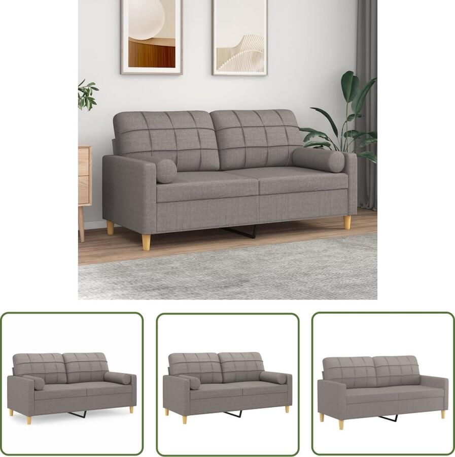 The Living Store 2-zitsbank stof taupe 158x77x80cm schuimvulling ademende duurzame stof verwijderbare kussenhoezen comfortabele zitting Volledige set inclusief sierkussens Tweezitsbank Banksofa Lounge Sofa Stoffen Bank Taupe Bank