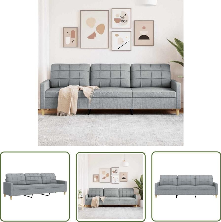 VidaXL Bankstel Drie Gezichtsbank Driezitsbank 210 cm stof lichtgrijs Salontafel Living Room Furniture Lounge Sofa