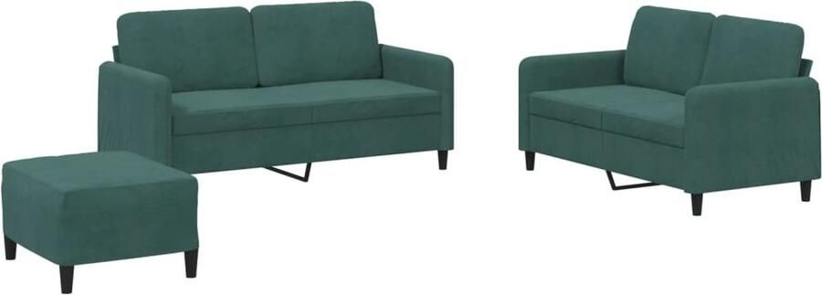 The Living Store Bank Fluweel 2-zitsbank 140 cm Donkergroen Lounge Set Bankstel Velvet Bank Donkere Bank Groene Bank