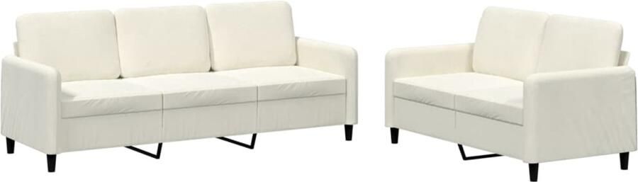 VidaXL Loungeset 2-delig Fluweel Crèmekleurig Loungebank Bankstel Fluweelbanks Creme Kleur 2 Persoons Bank