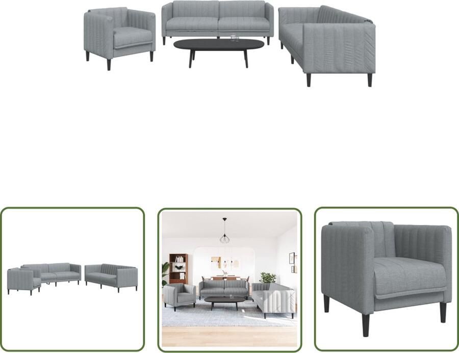The Living Store Bank Lounge Modern 2-zitsbank Lichtgrijs Stof Duurzaam Comfort Loungemeubel Bankstel 2 Persoons Bank Grijze Bank Stoffen Bank