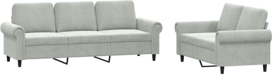 VidaXL Loungeset Fluweel Lichtgrijs 2-delig Loungeset Bankstel Fluweel Sofa Grijs Sofa 2 Persoons Bank