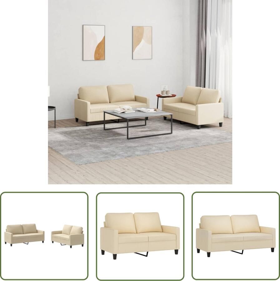 The Living Store 2-delige Loungeset met kussens stof crèmekleurig Loungeset Bankstel Buitenbank Loungehoek Tuinset