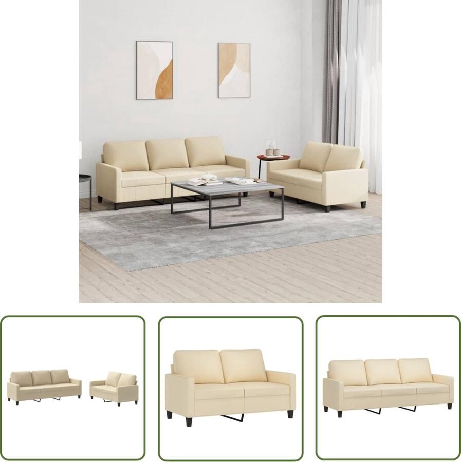 The Living Store Loungeset New York 2-zits en 3-zits Crème 138 x 77 x 80 cm Duurzame stof Loungeset Bankstel Tuinlounge Buitenset Creme Kleuren