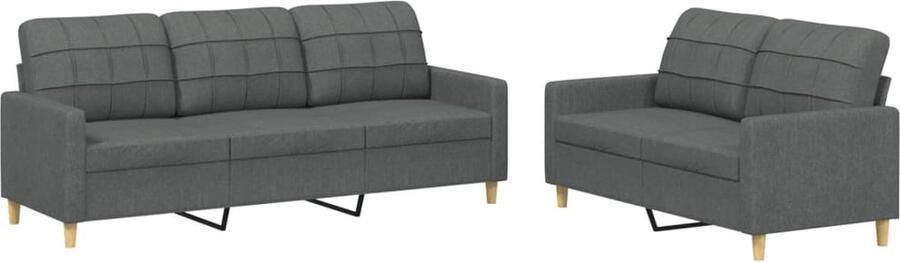 The Living Store Loungeset 2- en 3-zitsbank Donkergrijs Duurzame stof Stevig frame Comfortabele zitervaring 138 x 77 x 80 cm 198 x 77 x 80 cm Inclusief 5 zitkussens