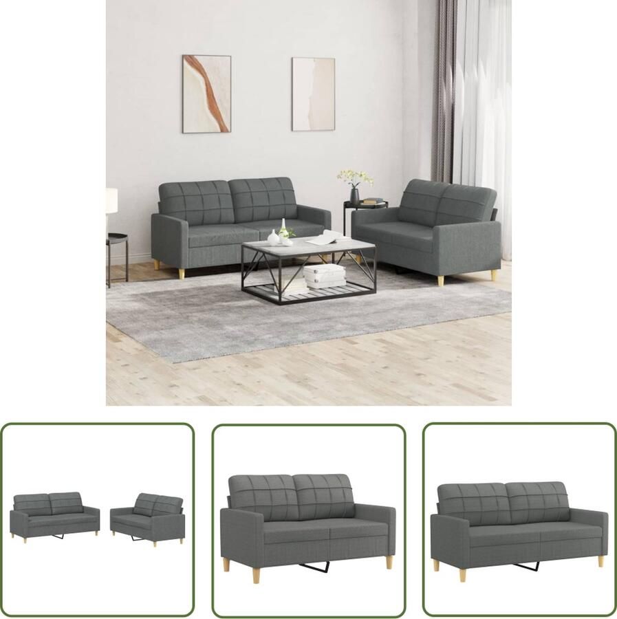 The Living Store Loungeset Donkergrijs 2-zitsbank (Klein) 138 x 77 x 80 cm Duurzame stof Loungeset Bankstel Tuinmeubel Buitenkamerset Lounge Set