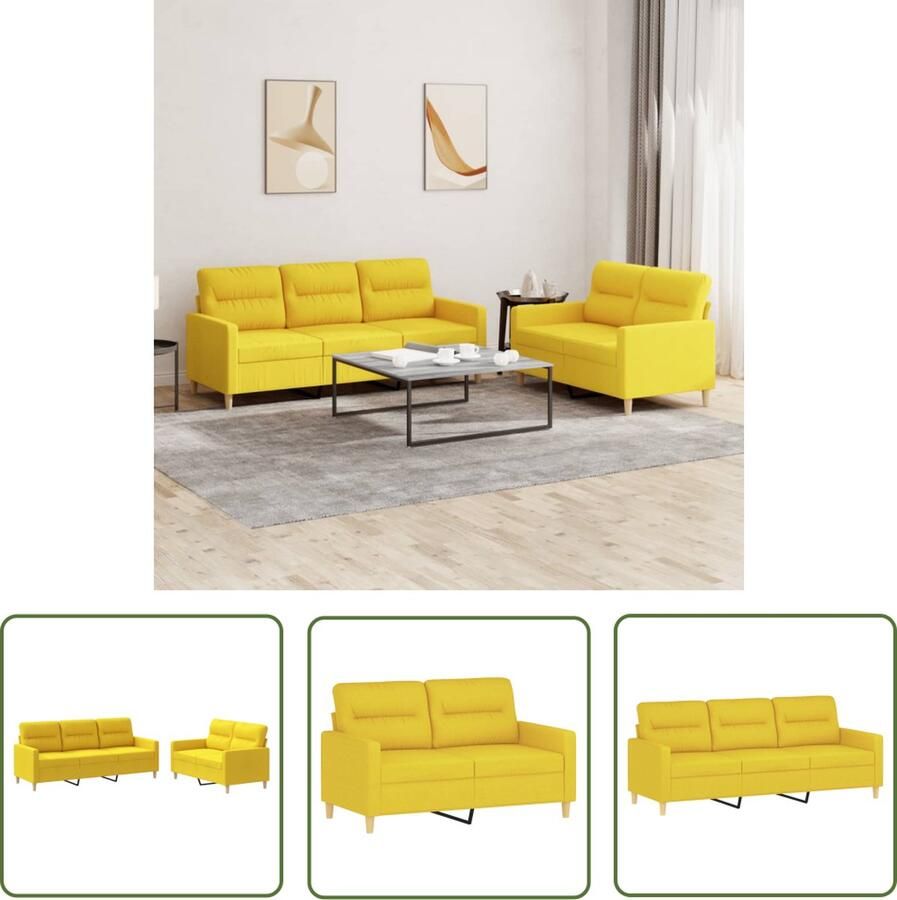 The Living Store Loungeset Comfort Bank 138 x 77 x 80 cm Lichtgeel Loungeset Bankstel Buitenmeubel Tuinset Comfortabele Stoffen Bank