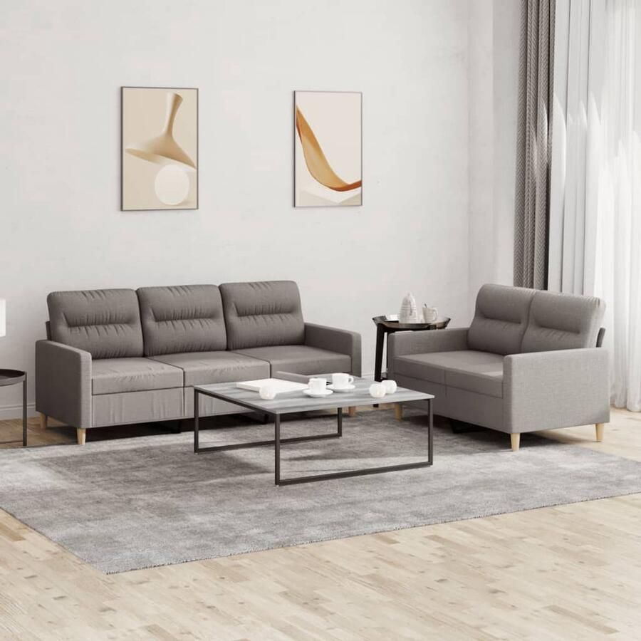 The Living Store Loungeset Comfort Bank 138 x 77 x 80 cm Kleur- taupe Loungeset Bankstel Buitenmeubel Lounge Meubels Tuinset