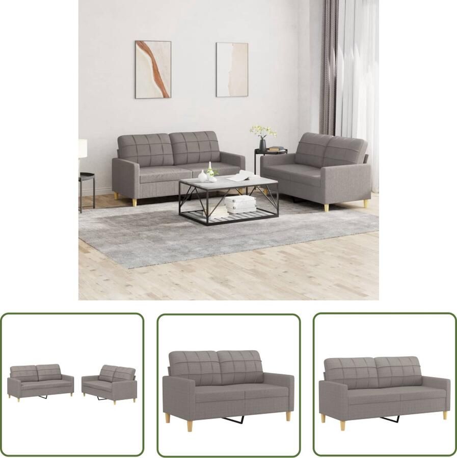 The Living Store Loungeset 2-zitsbank Taupe 138 x 77 x 80 cm Duurzame stof Loungeset Bankstel Tuinset Loungemeubel Buitenspeelgoed