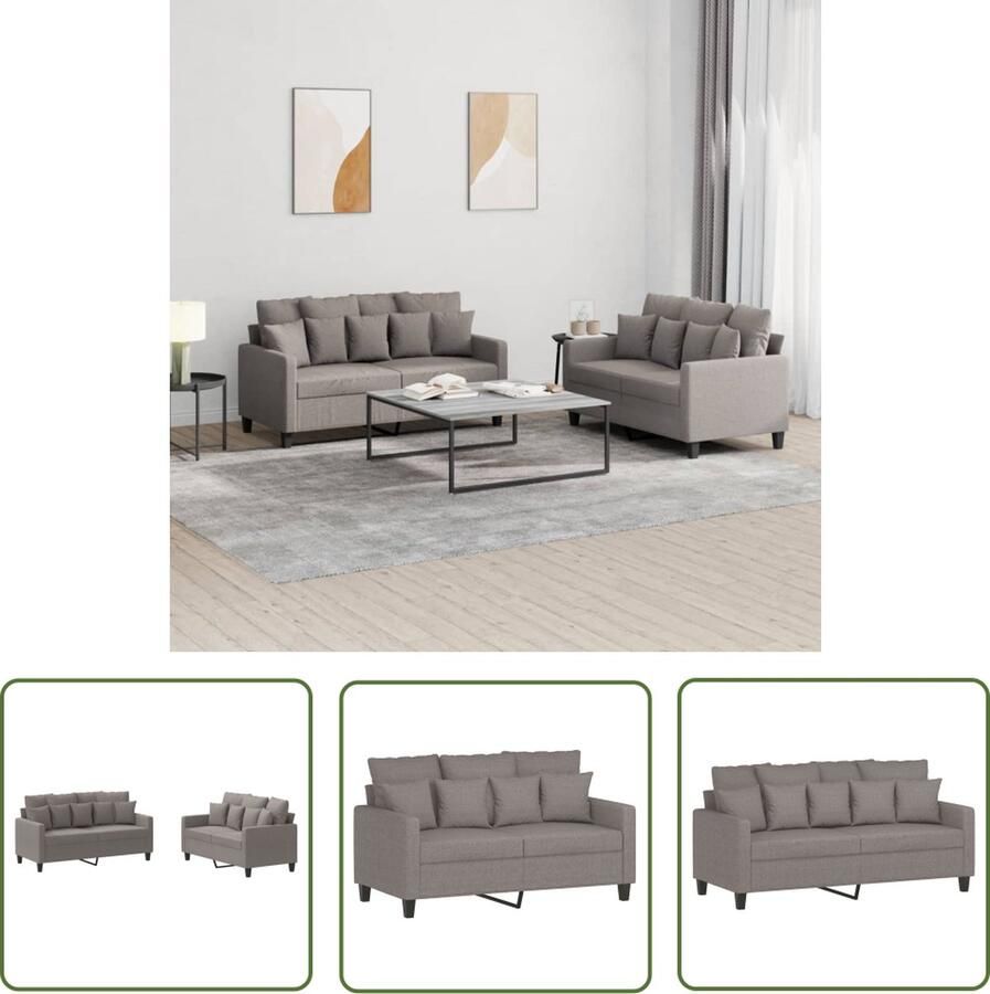 The Living Store Loungeset Taupe Comfort Banken Afmeting- 158 x 77 x 80 cm Duurzame stof Loungeset Bankstel Tuinbank Lounge Meubilair Stoffen Bank