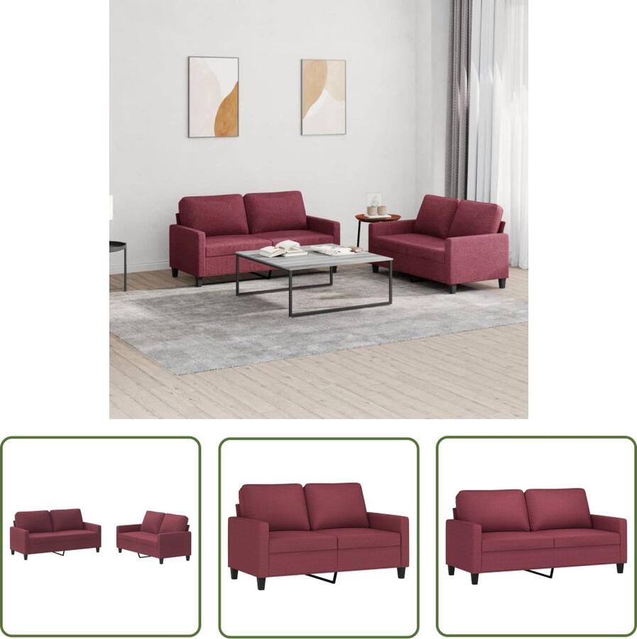 The Living Store Loungeset Wijnrood 2-zitsbank 138 x 77 x 80 cm Duurzame stof Loungeset Bankstel Tuinmeubilair Lounge Set Buiten Meubels