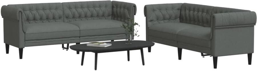 VidaXL Loungeset Stof Donkergrijs 2-delig Loungeset Bankstel Donkere Grijze Meubels Stoffen Sofa Loungemeubilair