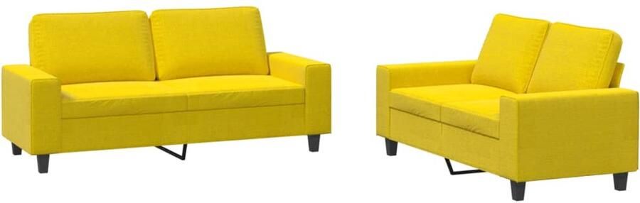 VidaXL Loungeset 2-delig Lichtgeel Polyester Loungeset Bankstel Tweezitsbank Geel Stoffen Bank