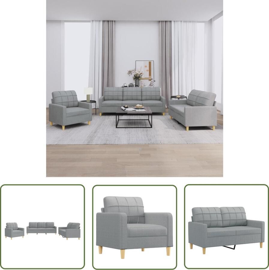 The Living Store Loungeset Lichte kleur Duurzame stof Stevig frame Comfortabele zitervaring Opvallend ontwerp Meubelset van Loungeset Bankstel Tuinmeubilair Buitenleven Grijs Meubilair - Foto 2