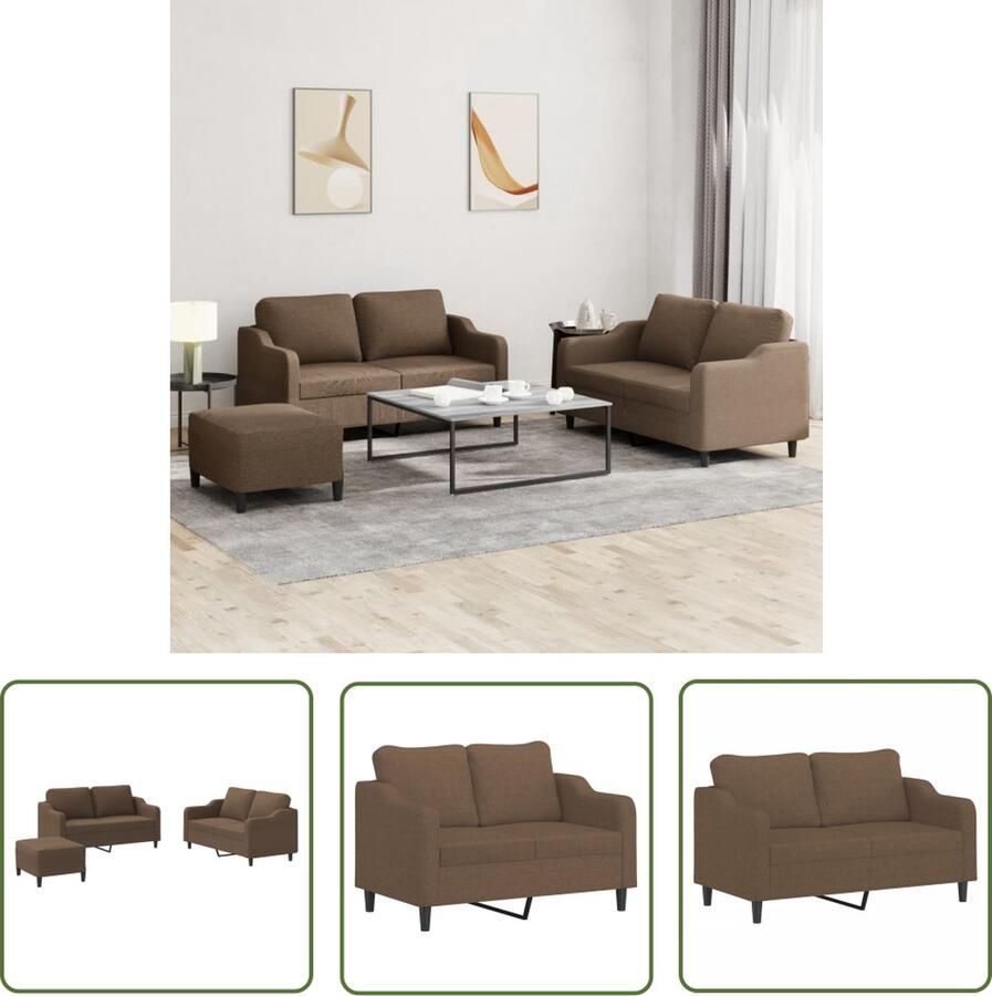 The Living Store 4-delige Loungeset met kussens stof bruin Loungeset Bankstel Salonset Tuinmeubel Buitenmeubel