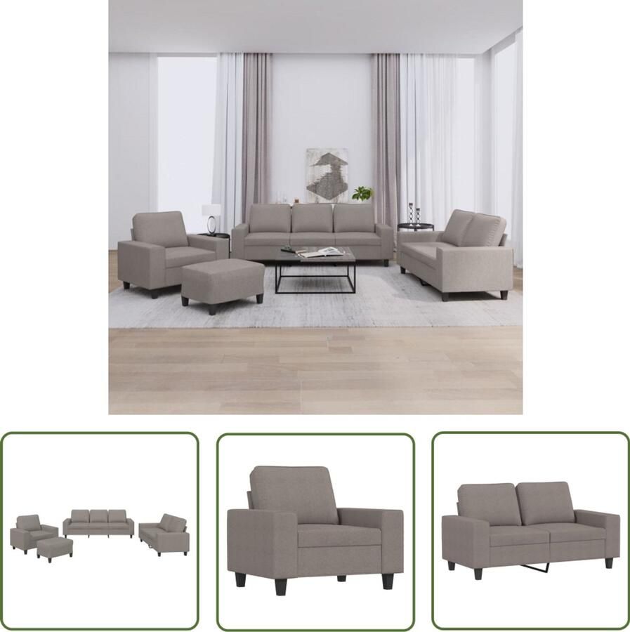 VidaXL Bankstel Loungeset 4-delige Loungeset stof taupe Tuinmeubilair Loungehoek Stoffen Meubels