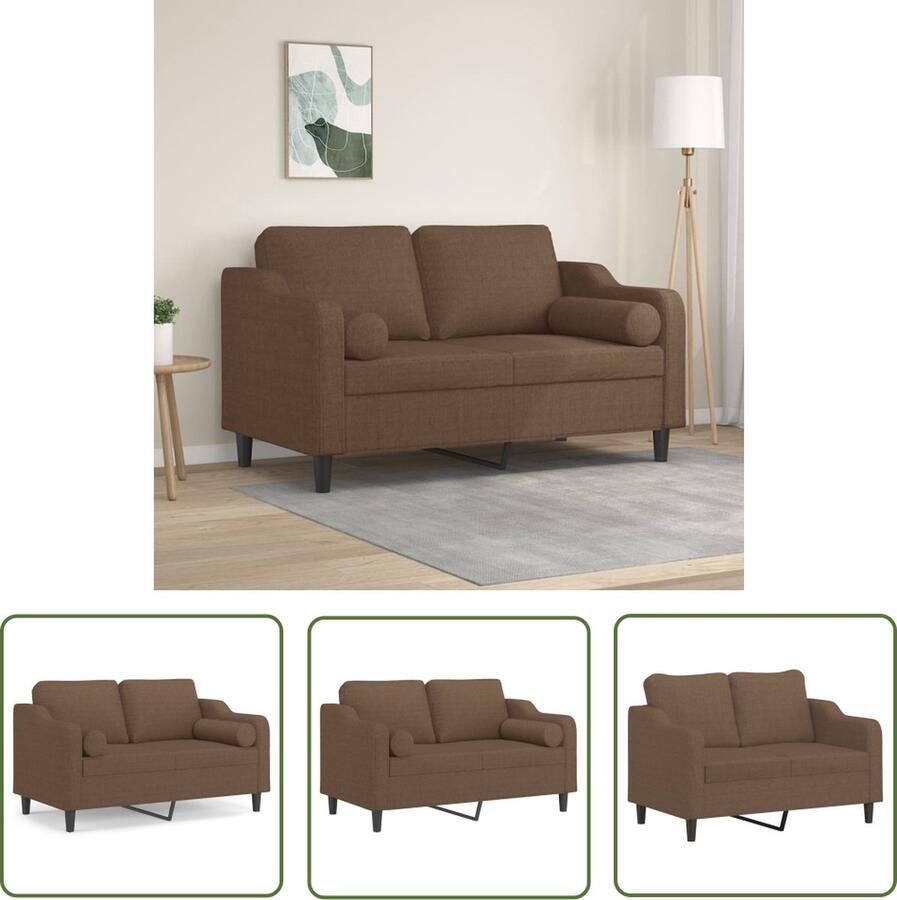 The Living Store 2-zitsbank 138 x 77 x 80 cm Bruin Comfortabele zitervaring Tweezitsbank Bankstel Lounge Meubilair Stoffen Bank Bruine Bank