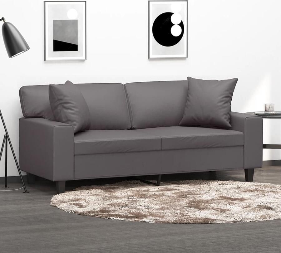 The Living Store Kunstleren 2-Zitsbank 174 x 77 x 80 cm Grijs Luxe design met comfortabele zitervaring Tweezitsbank Bankstel Lounge Stoel Kunstleder Meubilaar Modern Sofa