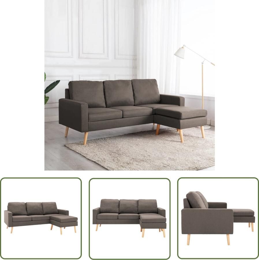 The Living Store Bank Driezitsbank Taupe 184 x 76 x 82.5 cm Stof Grenenhout Drietjesbank Bankstellen Lounge Meubels Stoffen Bank Moderne Bank
