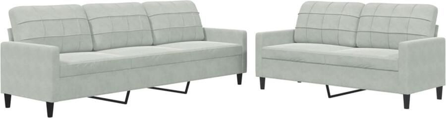 VidaXL Loungeset 2-delig Fluweel Lichtgrijs Loungeset Bankstellen Fluweel Sofa Grijze Bank Lounge Meubels