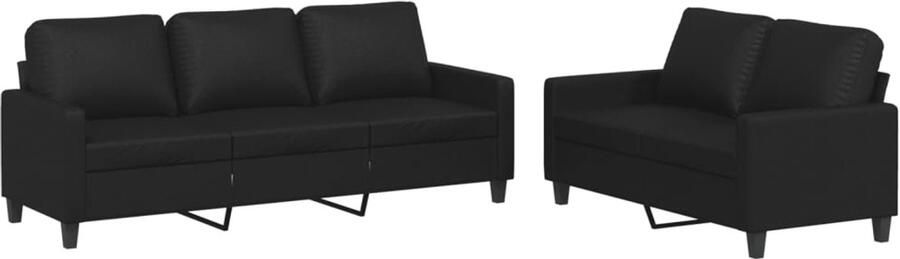 The Living Store Loungeset Kunstleren Bankstel Zwart 2+3-zits Inclusief Zitkussens Loungeset Bankstellen Zwarte Meubels Kunstleder Sofa Lounge Set