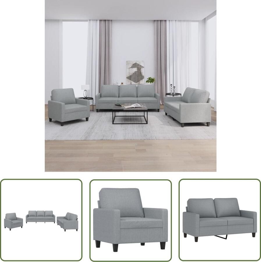 The Living Store Loungeset Comfort Bankstellen Lichtgrijs 78x77x80 cm 138x77x80 cm 198x77x80 cm Loungeset Bankstellen Tuinset Lounge Meubilair Grijs Sofa