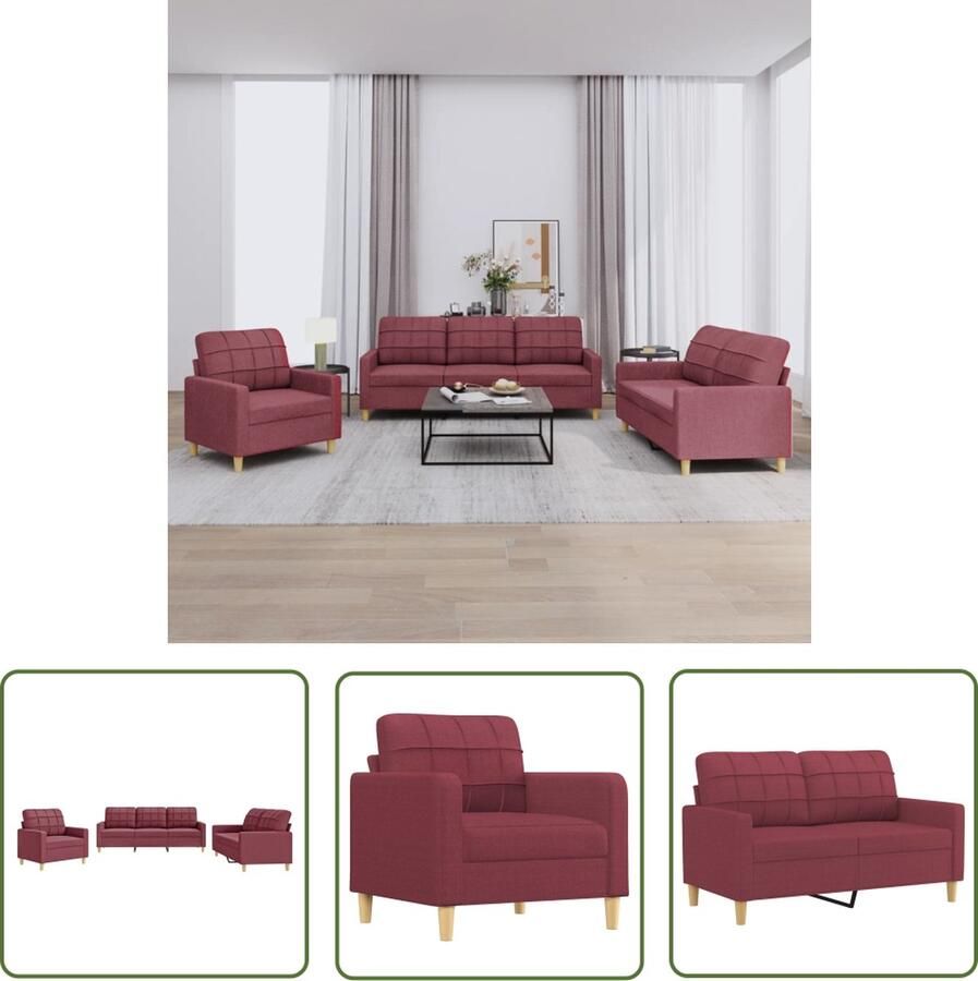 The Living Store Loungeset Bankstellen Wijnrood Perfect comfort Loungeset Bankstellen Loungemeubel Tuinlounge Buitenset
