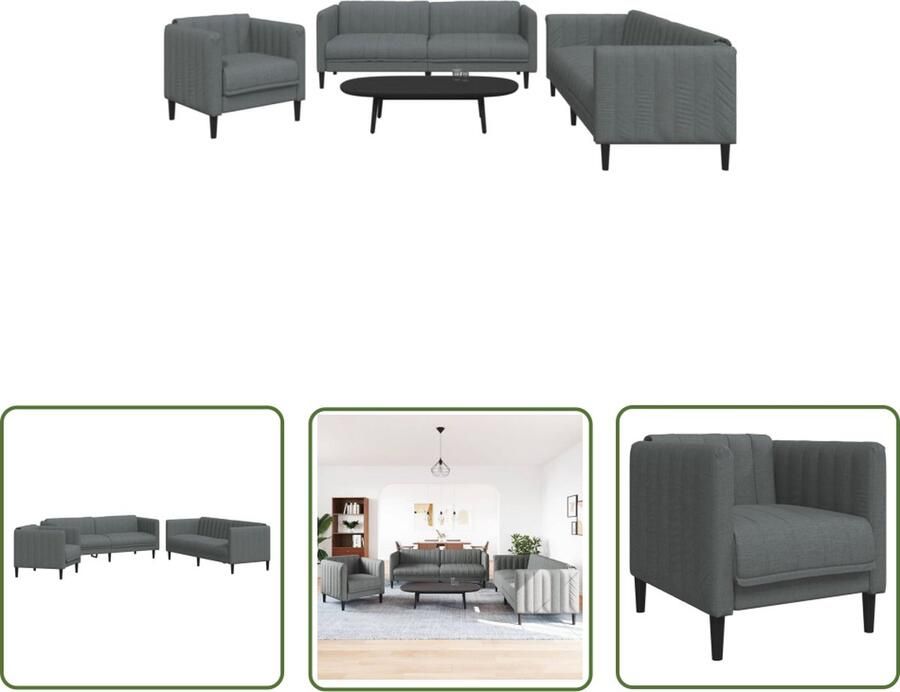 The Living Store Loungeset Banken Donkergrijs Stof Comfortabele Zitervaring Loungeset Bankstellen Donker Grijs Meubilair Stoffen Bank Lounge Set