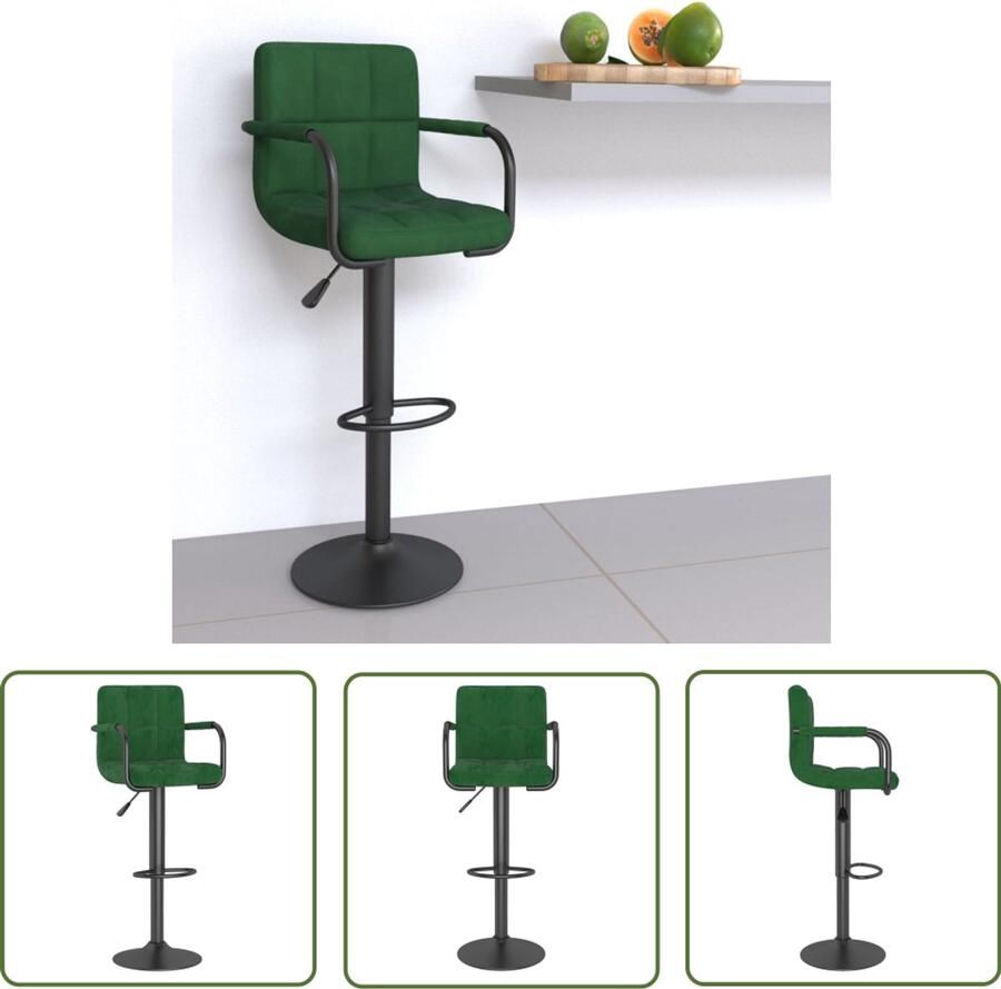 The Living Store Barkruk fluweel donkergroen Barstoel Barkruk Donkere Stoffen Meubels Fluweel Barkruk Industriële Barkruk