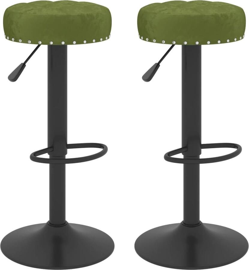 VidaXL Barkrukken Fluweel Lichtgroen 2 stuks Barstoel Barkruk Stoel Lounge Stoel Eetkamerstoel Fluweel Stoel Groene Stoel Hoge Stoel