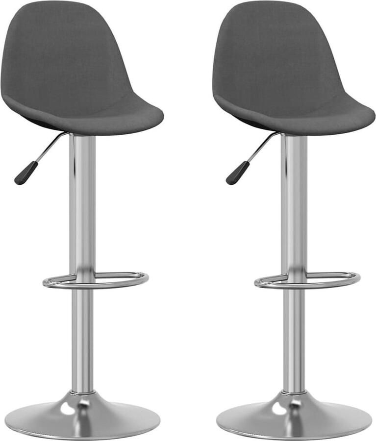 The Living Store Barkrukken Stof Verchroomd staal 41x45cm Gasveermechanisme Barstoel Barkruk Keukenstoel Eetkamerstoel Stoffen Barkruk