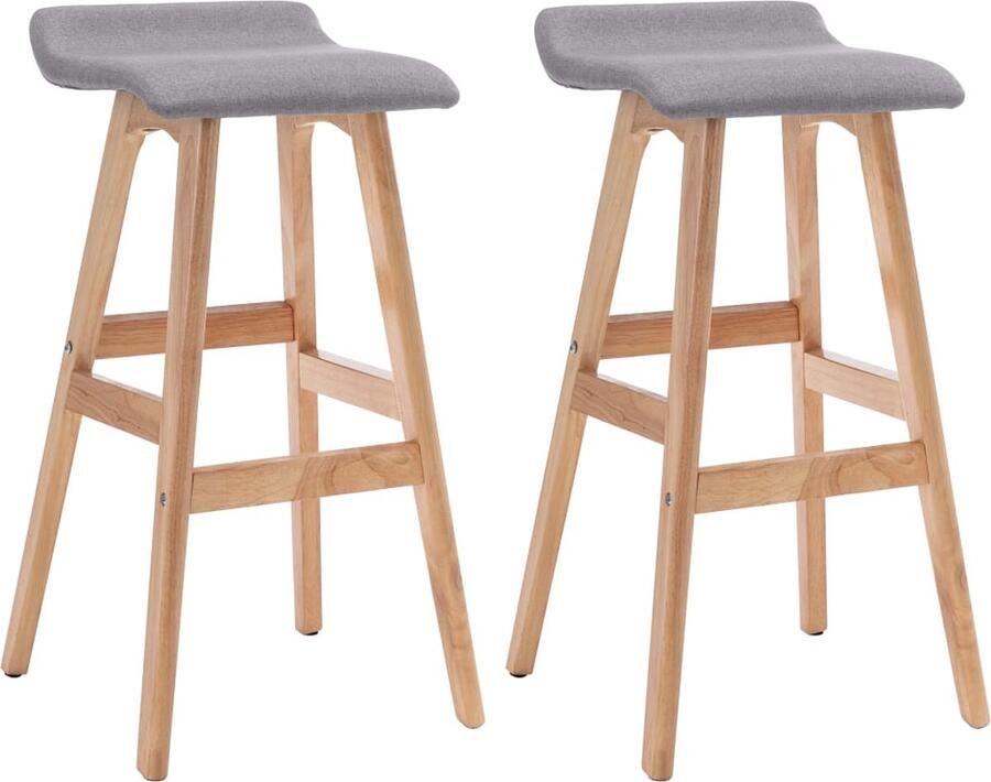 The Living Store Barstoel Elegant Bekleding- 100% polyester Kleur- lichtgrijs en lichtbruin Afmetingen- 41 x 42 x 79 cm (B x D x H) Met voetensteun Eenvoudig te reinigen Montage vereist (2x) - Foto 2