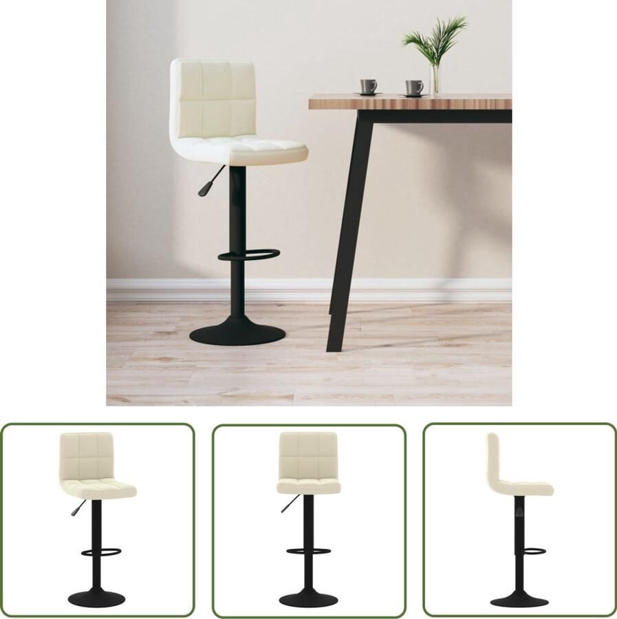 VidaXL Barkruk Barstoelen Barkruk fluweel crèmekleurig Fluweel Stoel Creme Kleur Adjustable Height Chair