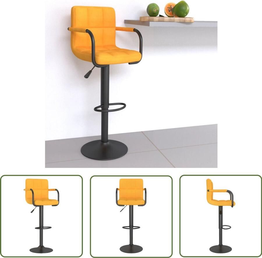 The Living Store Barkruk stof mosterdgeel Barstoelen Barkruk Stoffen Barkruk Mosterdgeel Meubilair Industriële Barkruk