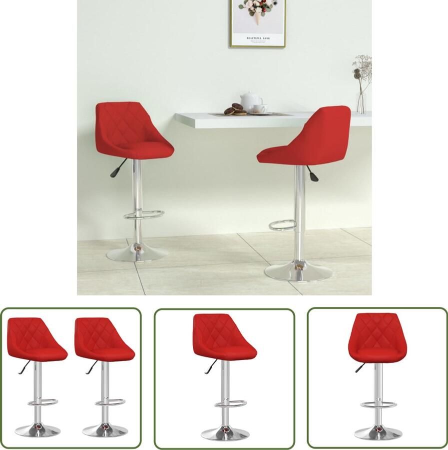 The Living Store Barkrukken 2 st kunstleer wijnrood Barstoelen Barkrukken Kunstleder Stoel Rode Stoel Design Stoel