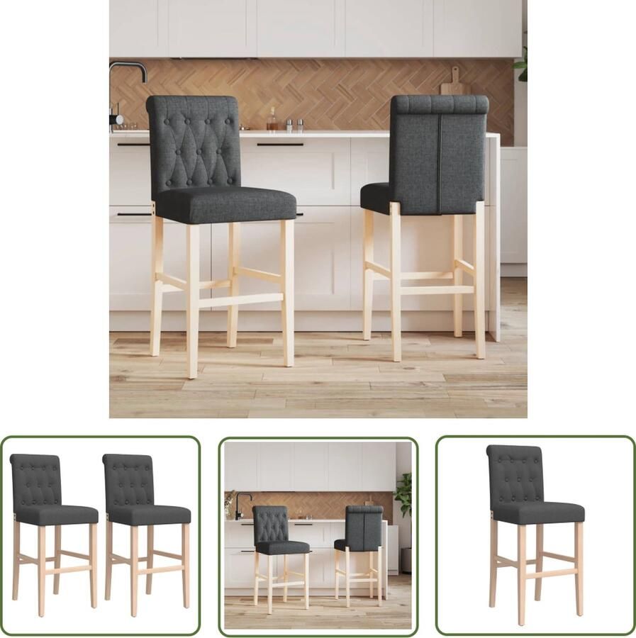 The Living Store Barkrukken Donkergrijs 44 x 54 x 112 cm Massief rubberhout Barkrukken Barstoelen Donkere Meubels Houten Stoelen Designbarstoelen