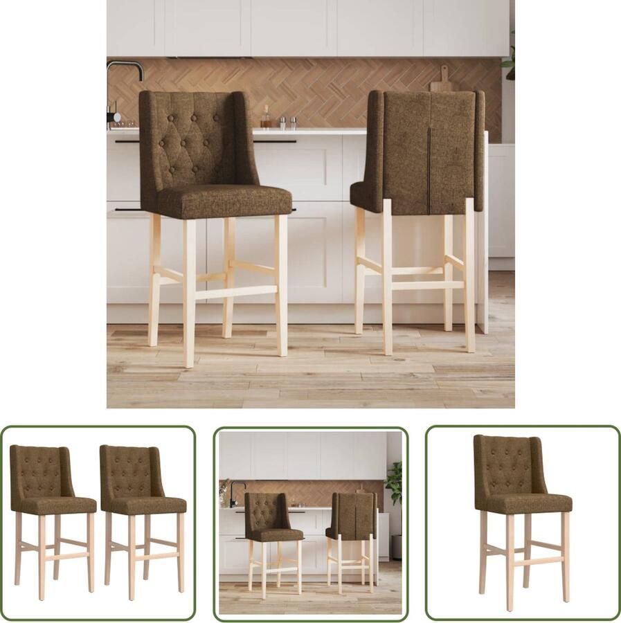 The Living Store Barkrukken Taupe Massief Rubberhout 45 x 51.5 x 113 cm Comfortabele Ontbijtstoelen Barkruk Barstool Houten Barkruk Design Barkruk Taupe Barkruk