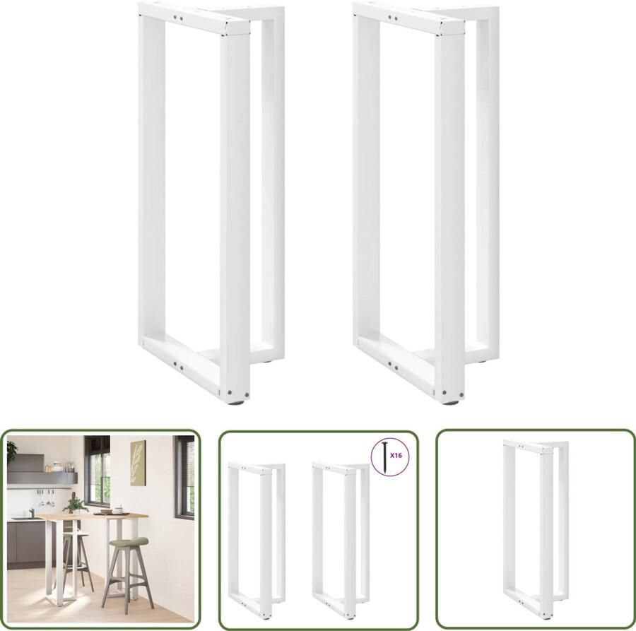 VidaXL Bartafels Bartafel Potten Bartafelpoten 2 st T-vormig 60x35x(110-111) cm staal wit Keukenapparatuur Eetkamerstoelen Salontafel
