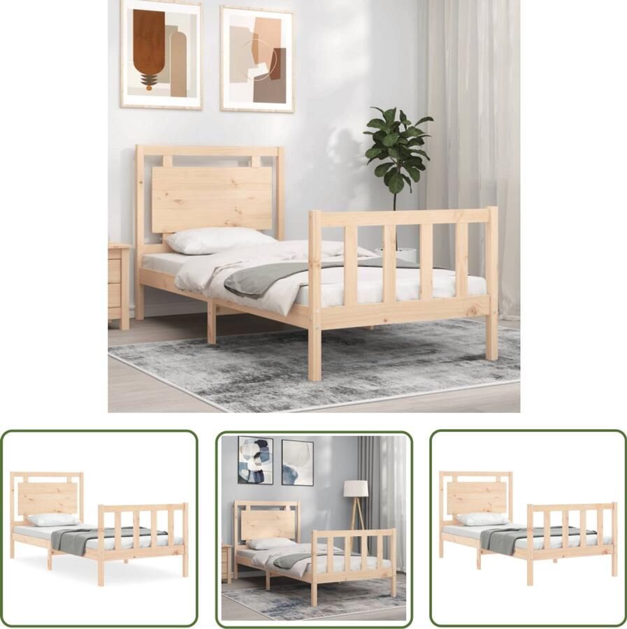 VidaXL Bedframe zonder matras massief grenenhout 100x200 cm Massief Grenenhout Bed Frame Bed Frame 100x200 Houten Bed Frame Bruine Bed Frame Tweepersoons Bed Frame